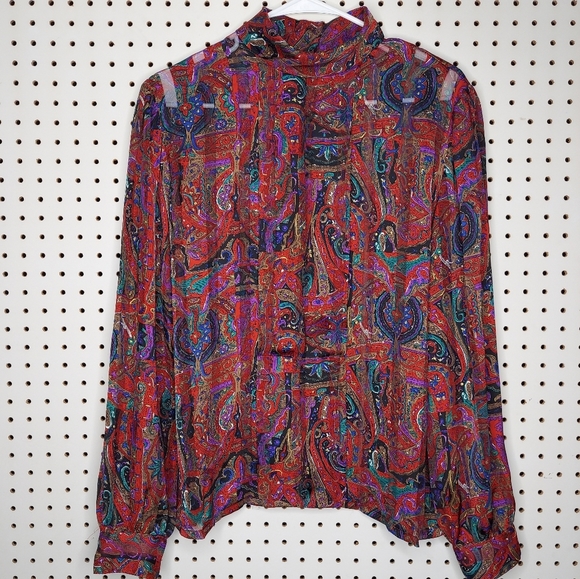 Nicholas Womens Black Paisley Long Sleeve V Neck Blouse main image 0